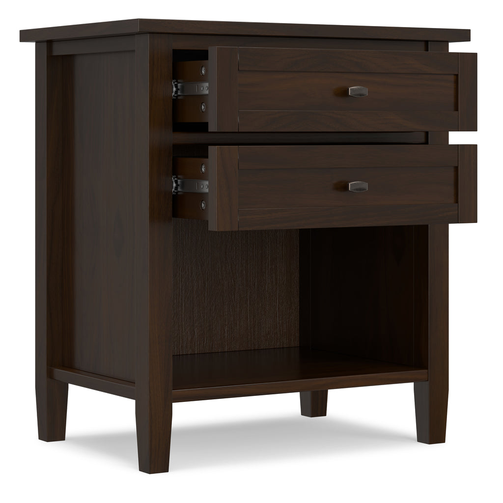 Warm Shaker Solid Wood Nightstand in Brunette