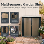 9x6 FT Outdoor Metal Storage Shed with Window & Flower Rack