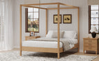 Solid Wood King Size Canopy Bed Frame