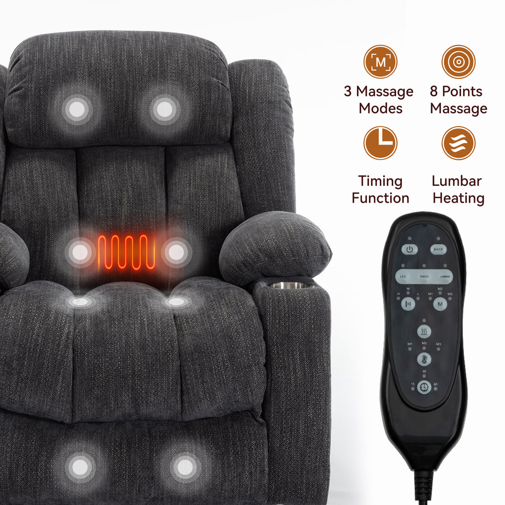 Up to 350 LBS Chenille Power Lift Recliner Chair