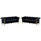 Black Velvet 2 Piece Sofa Set
