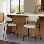 25" Seat Height Modern Fabric Bar Stools with Back