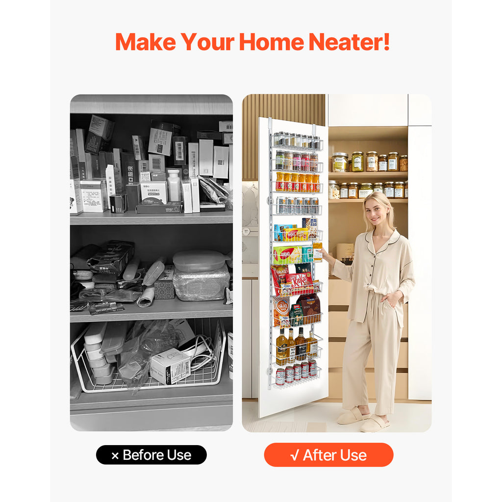 Over The Door Pantry Organizer - 10-Tier Spice Rack