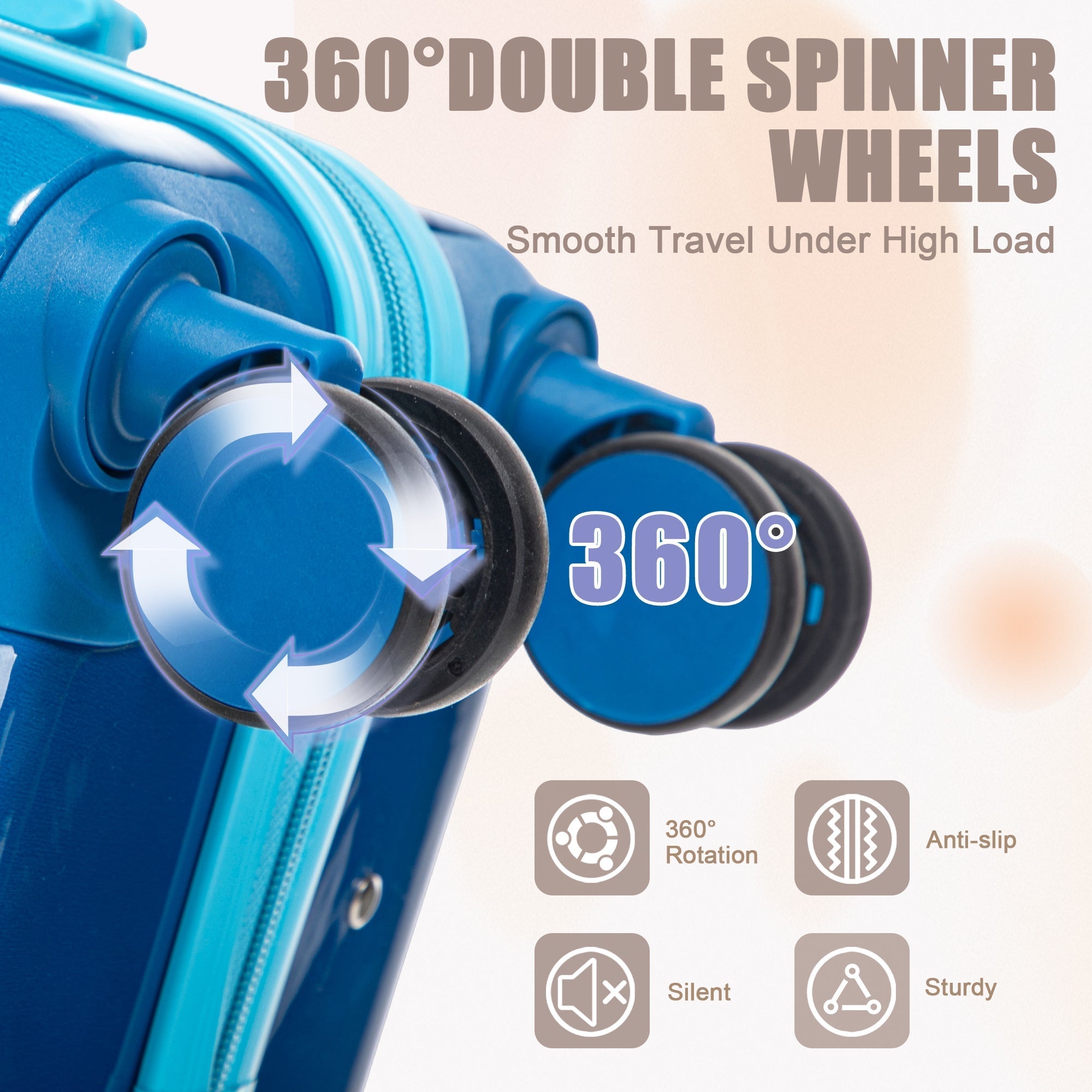 14'/20' 2-Piece PC Spinner Wheel Luggage Set with Gradient Color and Lock
