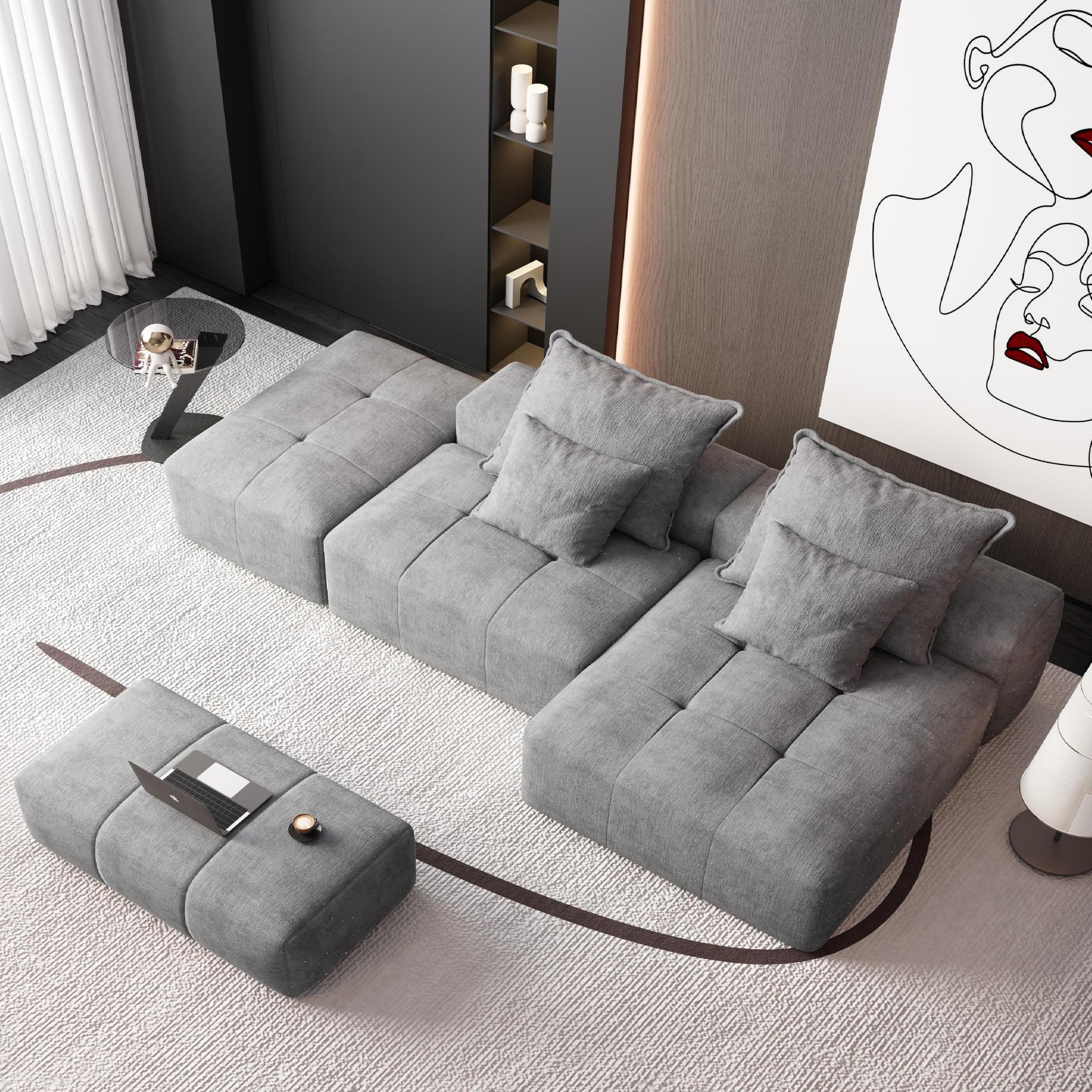 Modern Oversized Modular Sectional Sofa with Ottoman