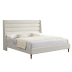 King Size Bed Frame with High Wave-Shaped Headboard