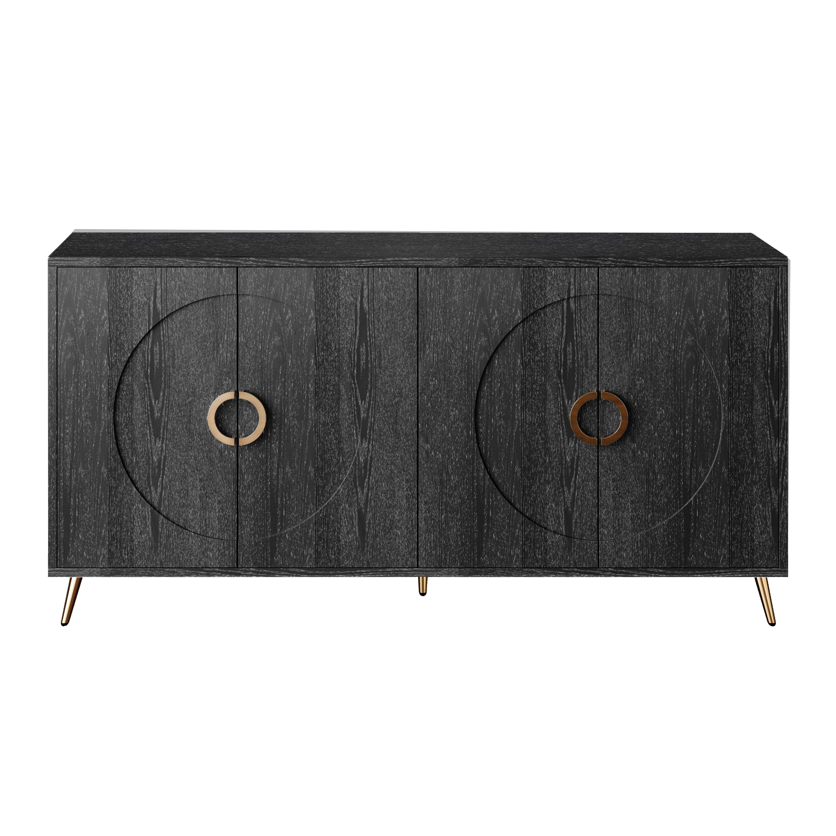 Modern Lacquered 4 Door Wooden Cabinet Sideboard Buffet