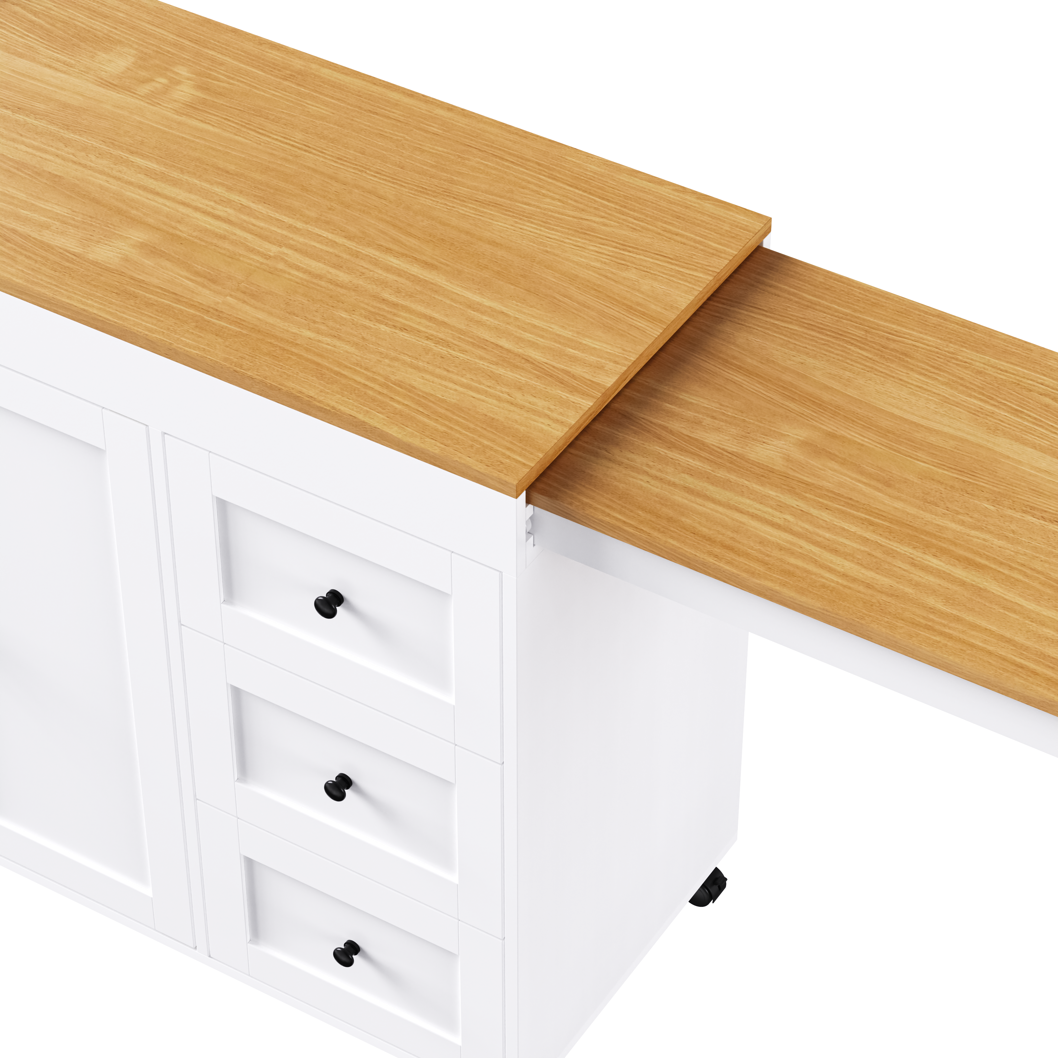 K&K 74.8" Kitchen Island with Extendable Dining Table