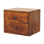 Solis Chestnut Nightstand - Wall-Mounted, 2-Drawers