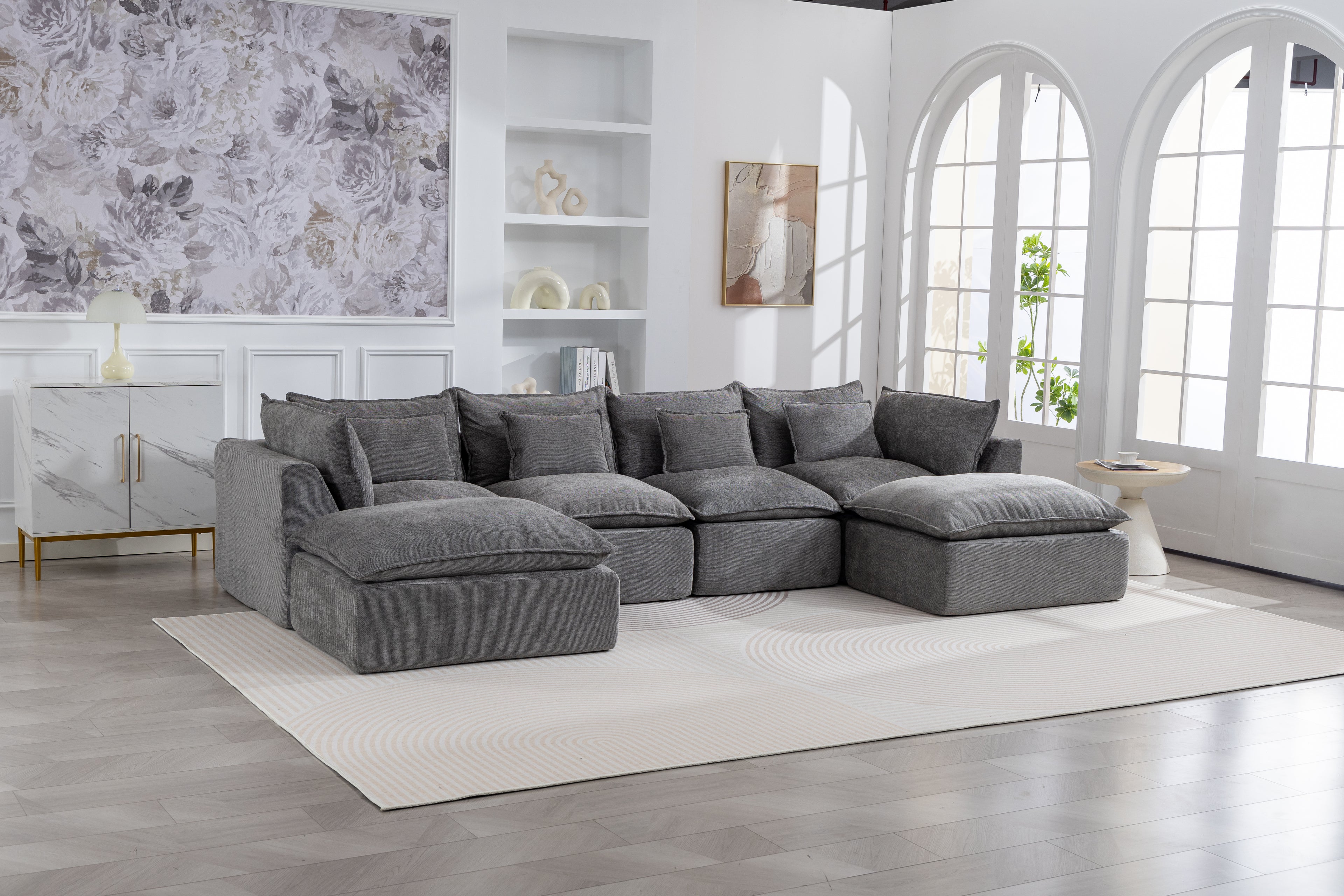 129.8" Cloud Couch Oversized Modular Sectional Sofa