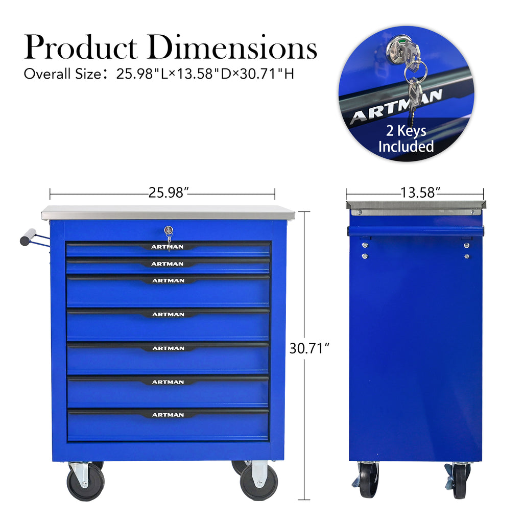 7 Drawers Multifunctional Tool Cart with Wheels