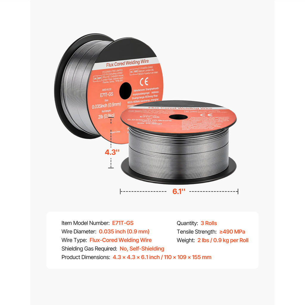 Flux Core MIG Welding Wire, E71T-GS 0.035-inch, 2 LBS