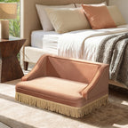 Duchess 33" Medium Princess Pet Bed Sofa with Fringe Skirt, Peach