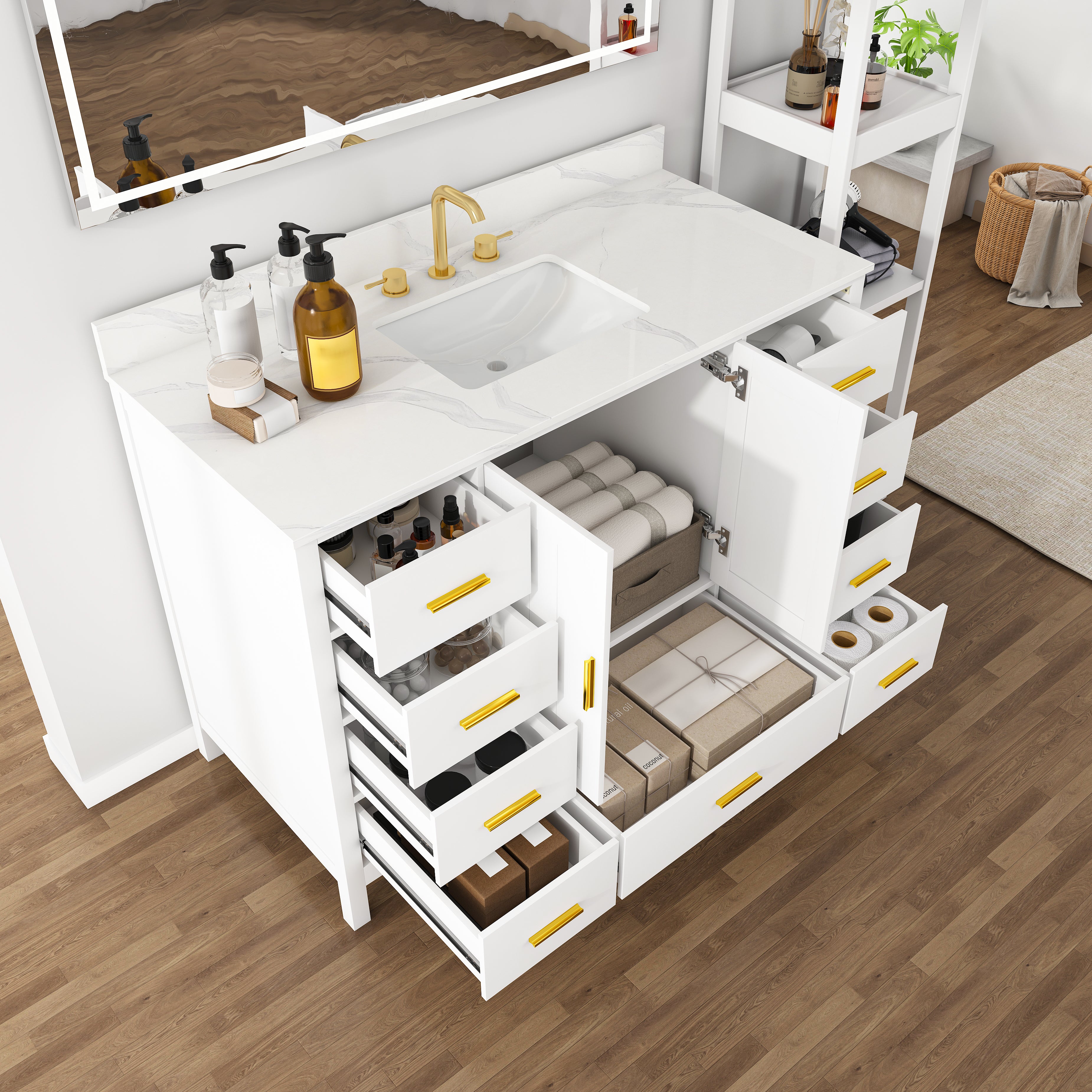 48" Modern Solid Wood Bathroom Vanity with Sink