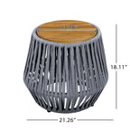 Outdoor Side Table with Rope and Acacia Wood