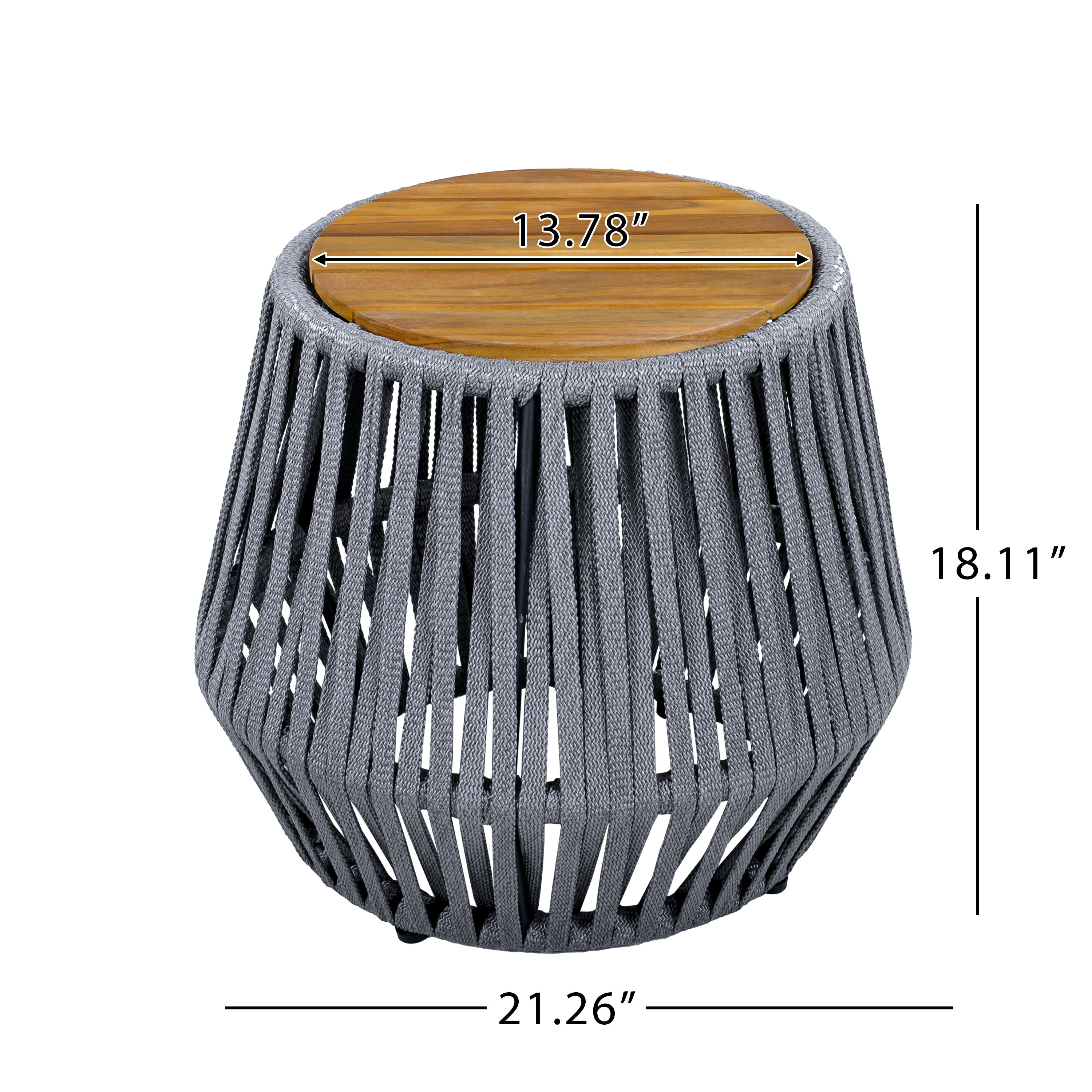 Outdoor Side Table with Rope and Acacia Wood