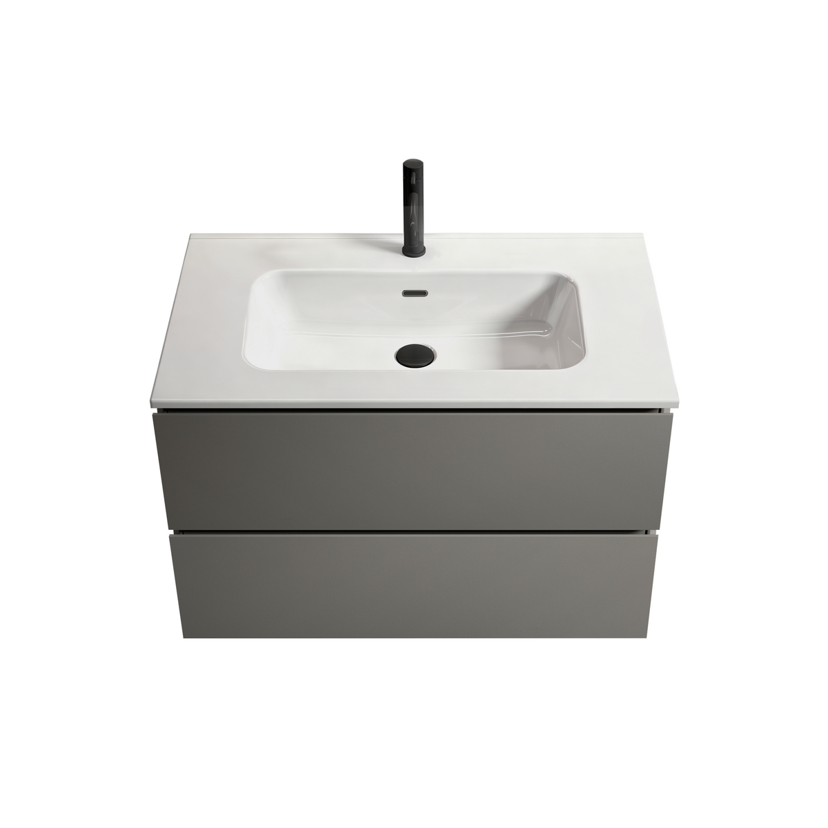 TIA 30-Inch Wall Mount Bathroom Vanity, Gray, Ceramic Sink with Soft-Close Drawers
