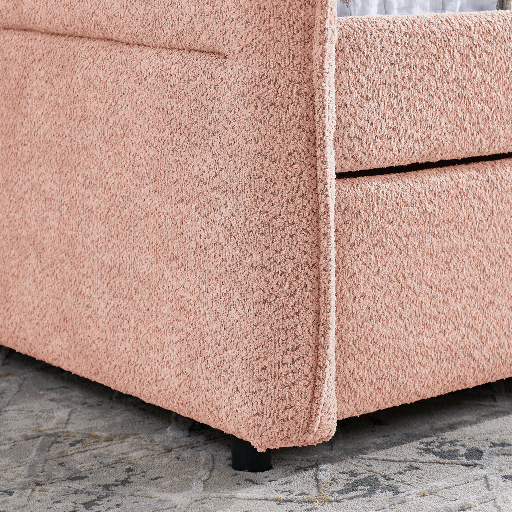 Full Size Daybed with Twin Size Pop-up Trundle Upholstered Tufted Sofa Bed