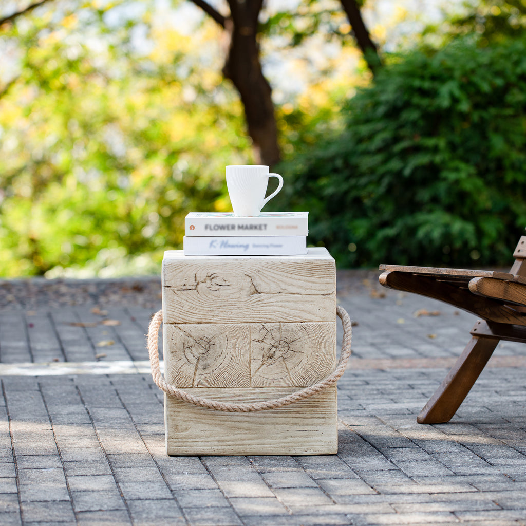 Outdoor Wood Grain Square MGO Side Table
