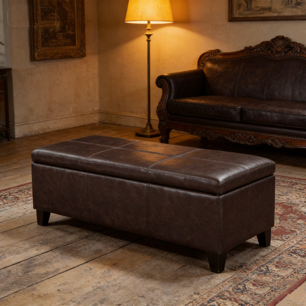 50.25 Inch Wide Contemporary Rectangle Storage Ottoman Bench