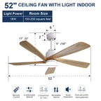52 Inch Ceiling Fan With Dimmable LED Light