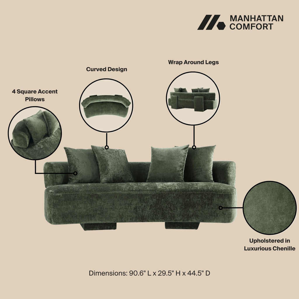 Verandah 91" Chenille Sofa in Olive