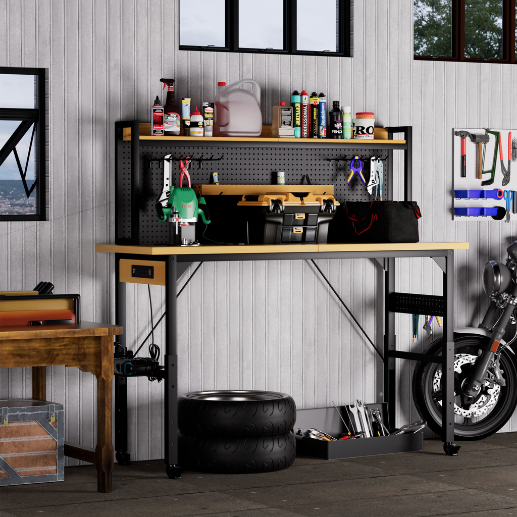 71'' Adjustable Workbench with Pegboard