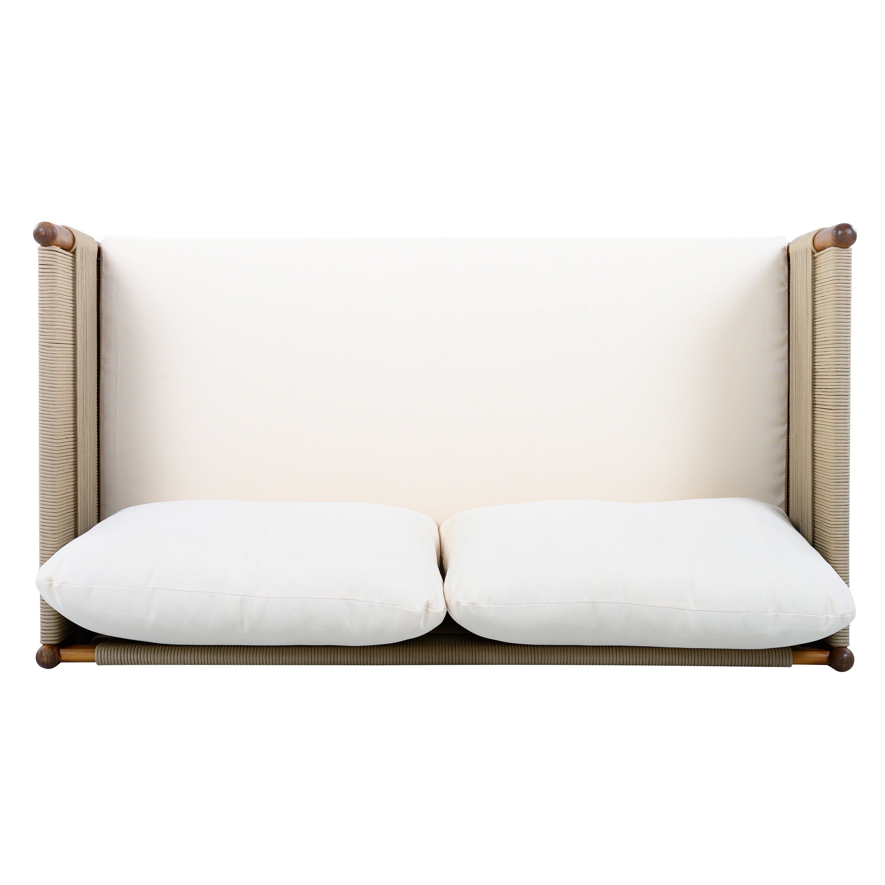 Outdoor Acacia Wood Loveseat with Diamond Rope Weave & Cushions