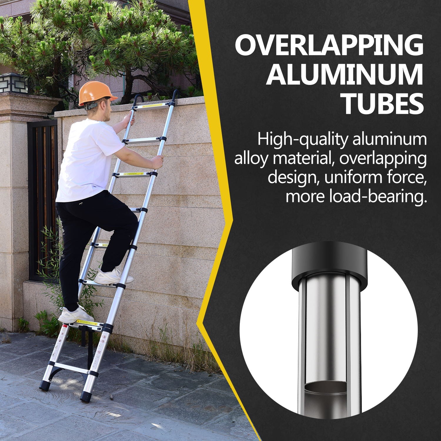 8.5FT Telescopic Ladder with Hooks and Triangular Support Frame