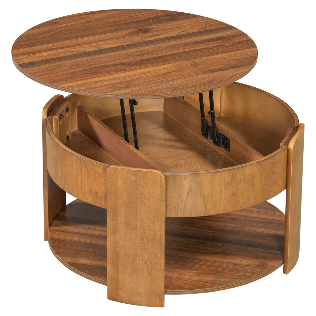Vibe Haus Farmhouse Round Lift Top Coffee Table
