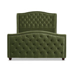 Marcella Upholstered Shelter Headboard Bed Set, Queen, Olive
