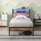 Twin Size Bed Frame with Storage Headboard