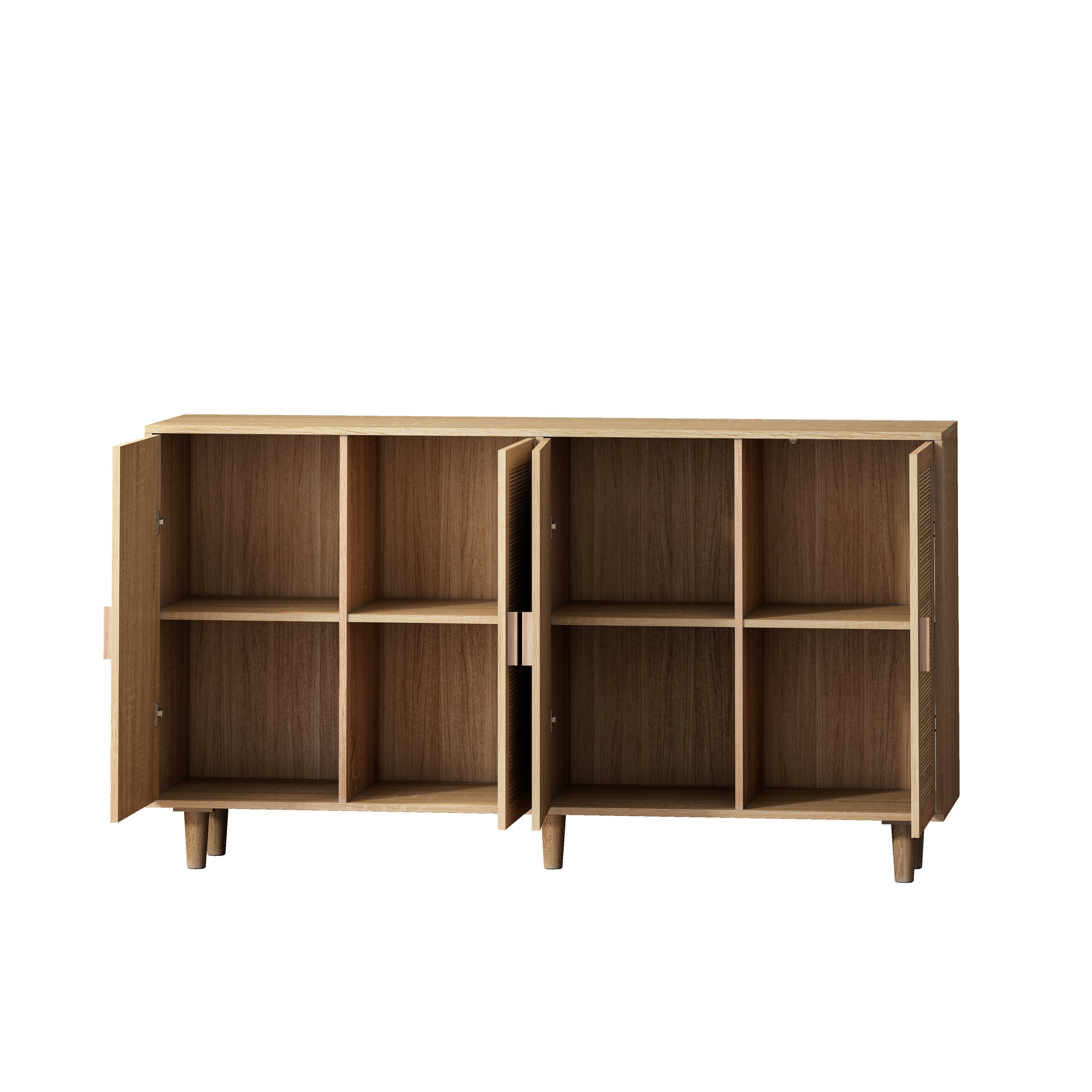 Elegant and Functional 4-Door Rattan Decorative Storage Cabinet