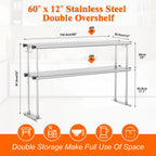 Stainless Steel Adjustable Kitchen Shelf - 60 Inch