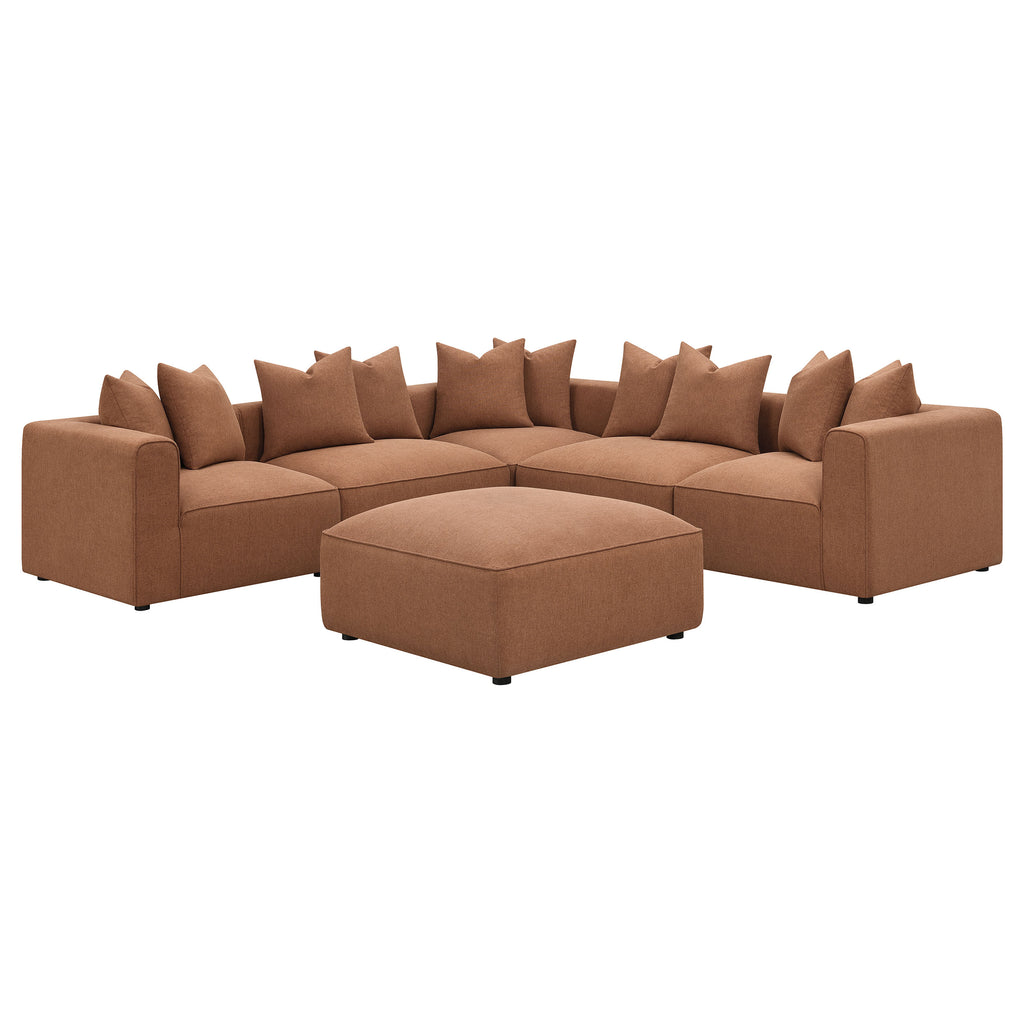 Jennifer Terracotta Square Upholstered Ottoman