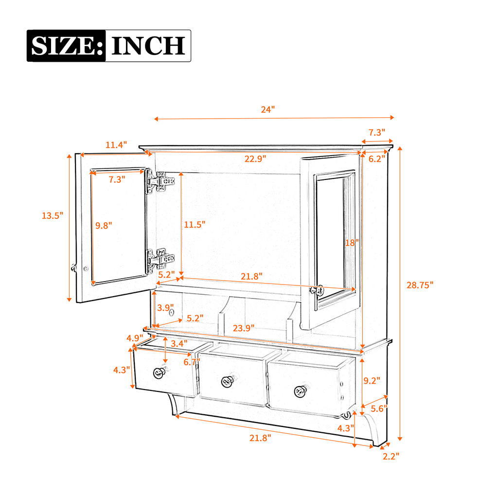 4-In-1 Bathroom Mirror Cabinet