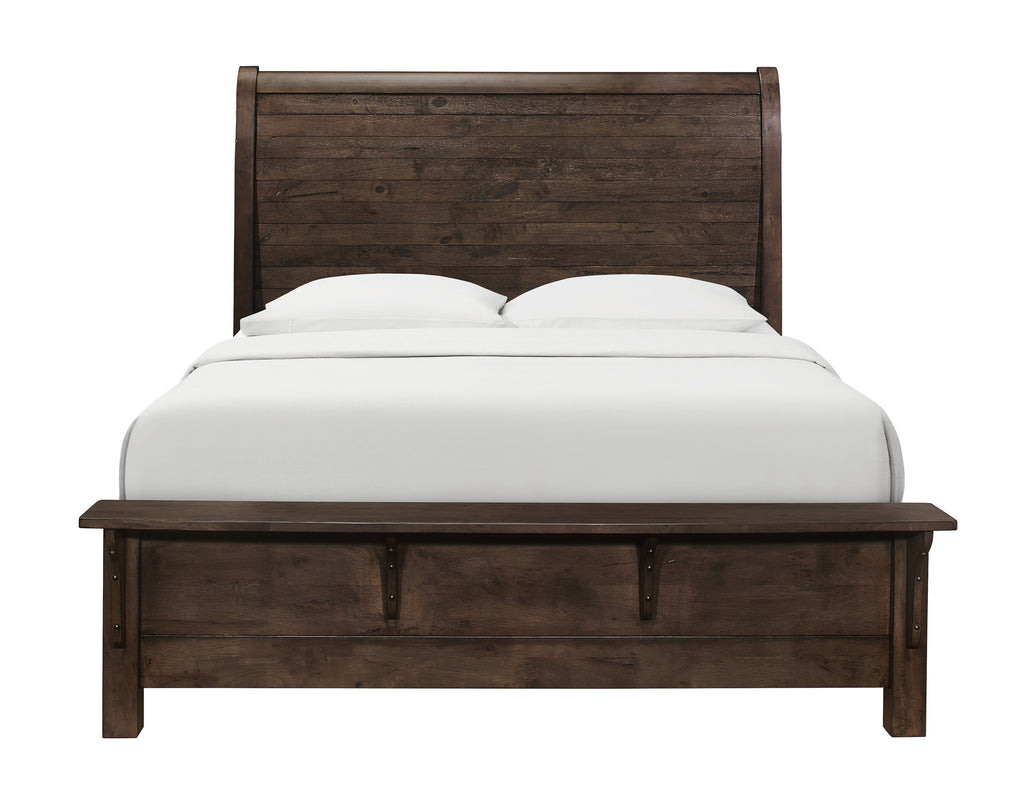 Brown Queen Sleigh Bed