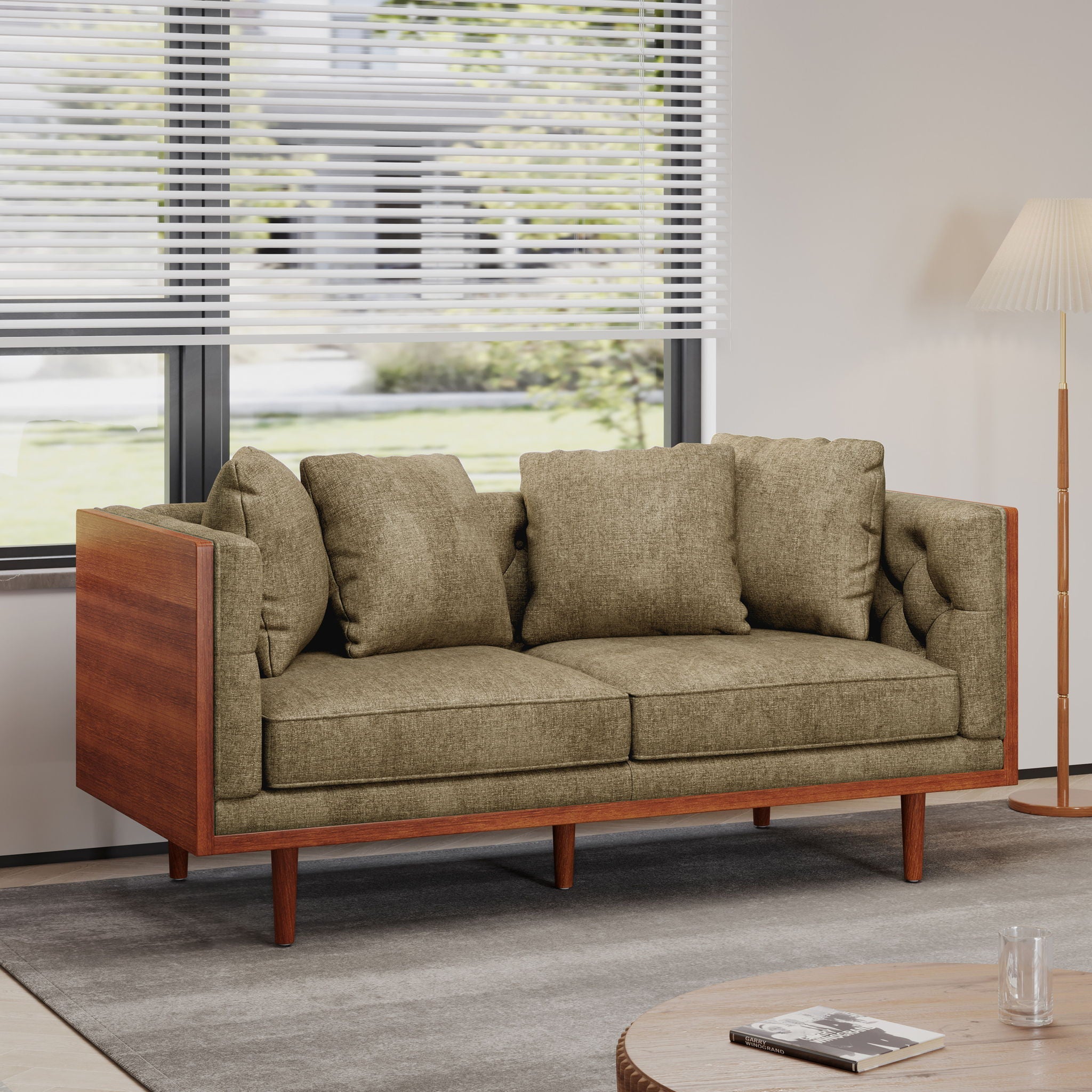 Retro Modern Loveseat With Button Tufted Upholstery
