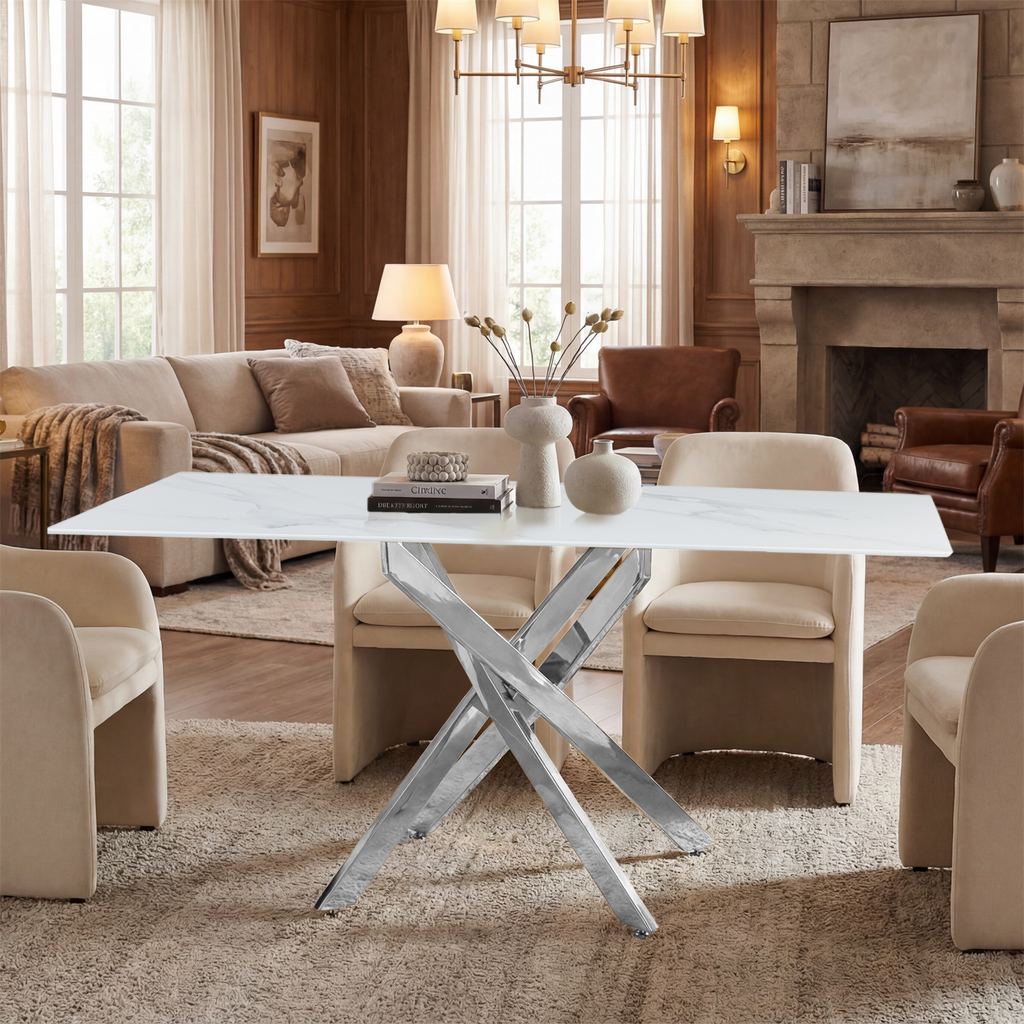 Modern Rectangular Glass Dining Table
