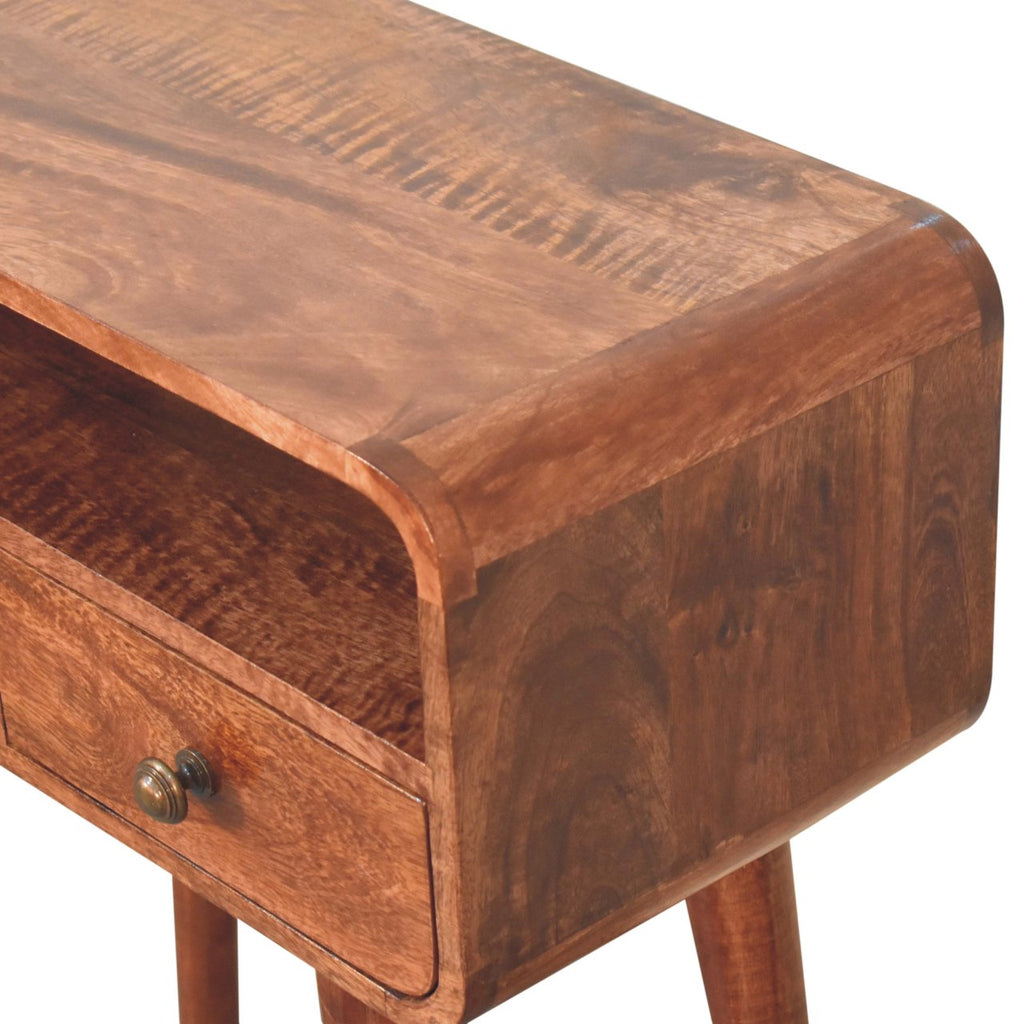 Solid Wood Mini Curved Honey Console Table