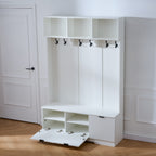 49.6" 5-in-1 Hall Tree with Bench, Shoe Storage & Open Cabinets