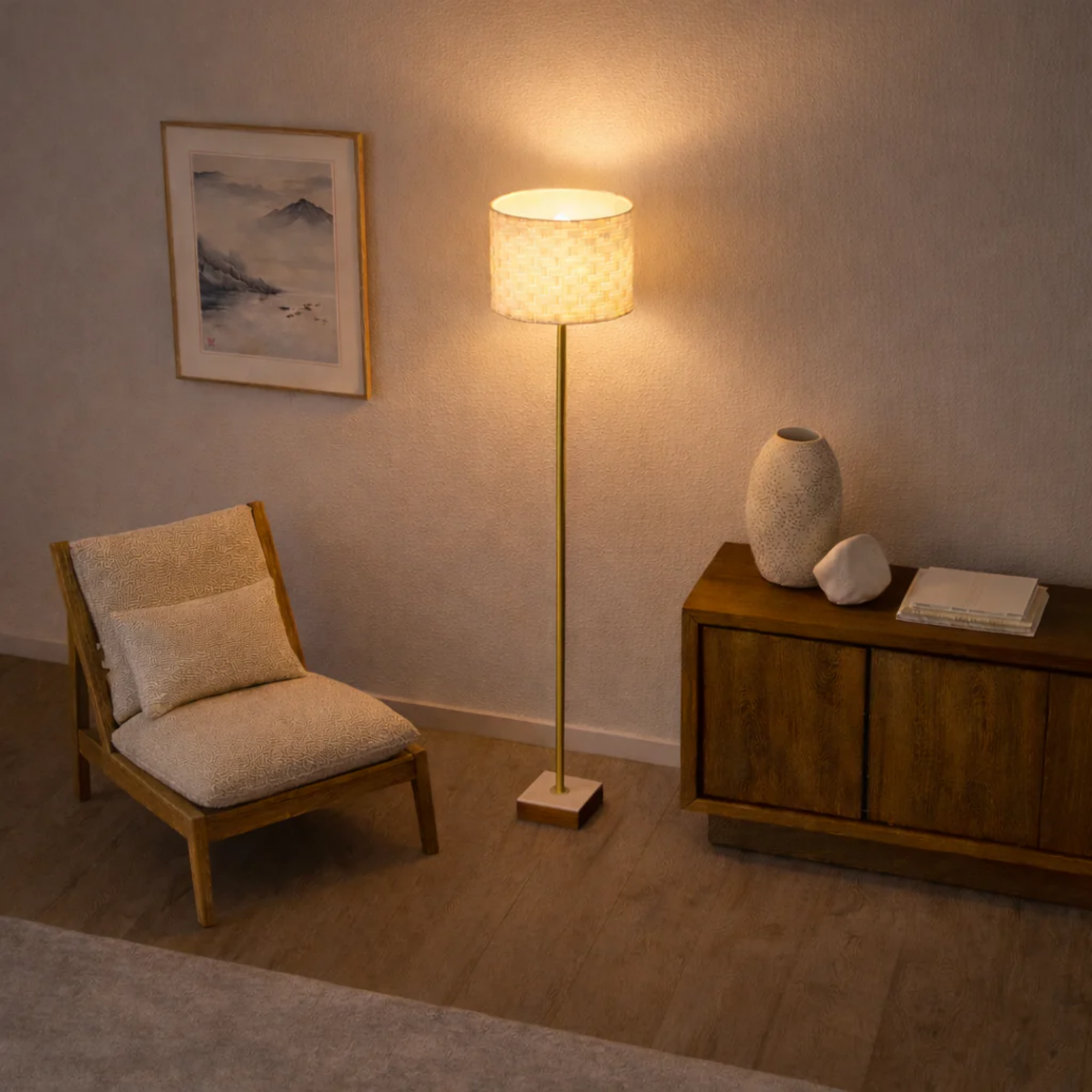 Minimalist Floor Lamp with Neutral Shade