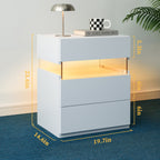 LED Nightstands 3 Drawer Dresser for Bedroom