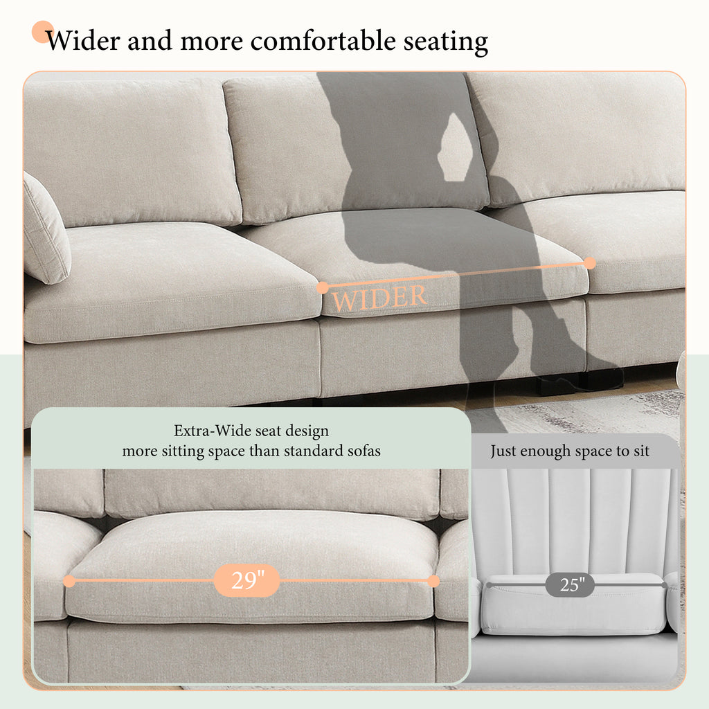 130" Modular Sectional Sofa with Folding Table and Charging Ports