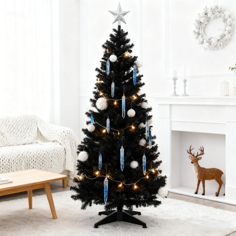 Slim Xmas Tree with Plastic Stand, 5' Artificial Pencil Christmas Tree