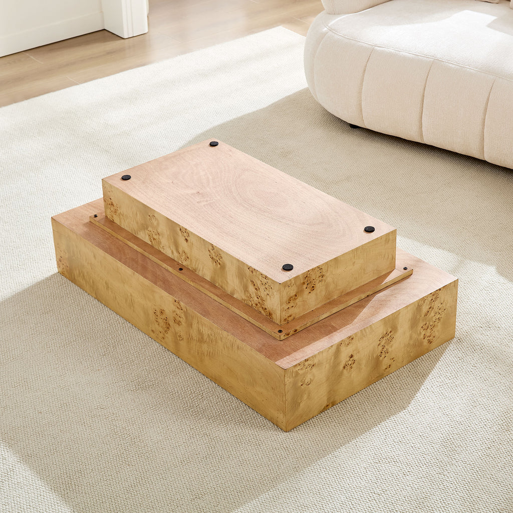 43.31 Inch Burl Wood Veneer Coffee Table