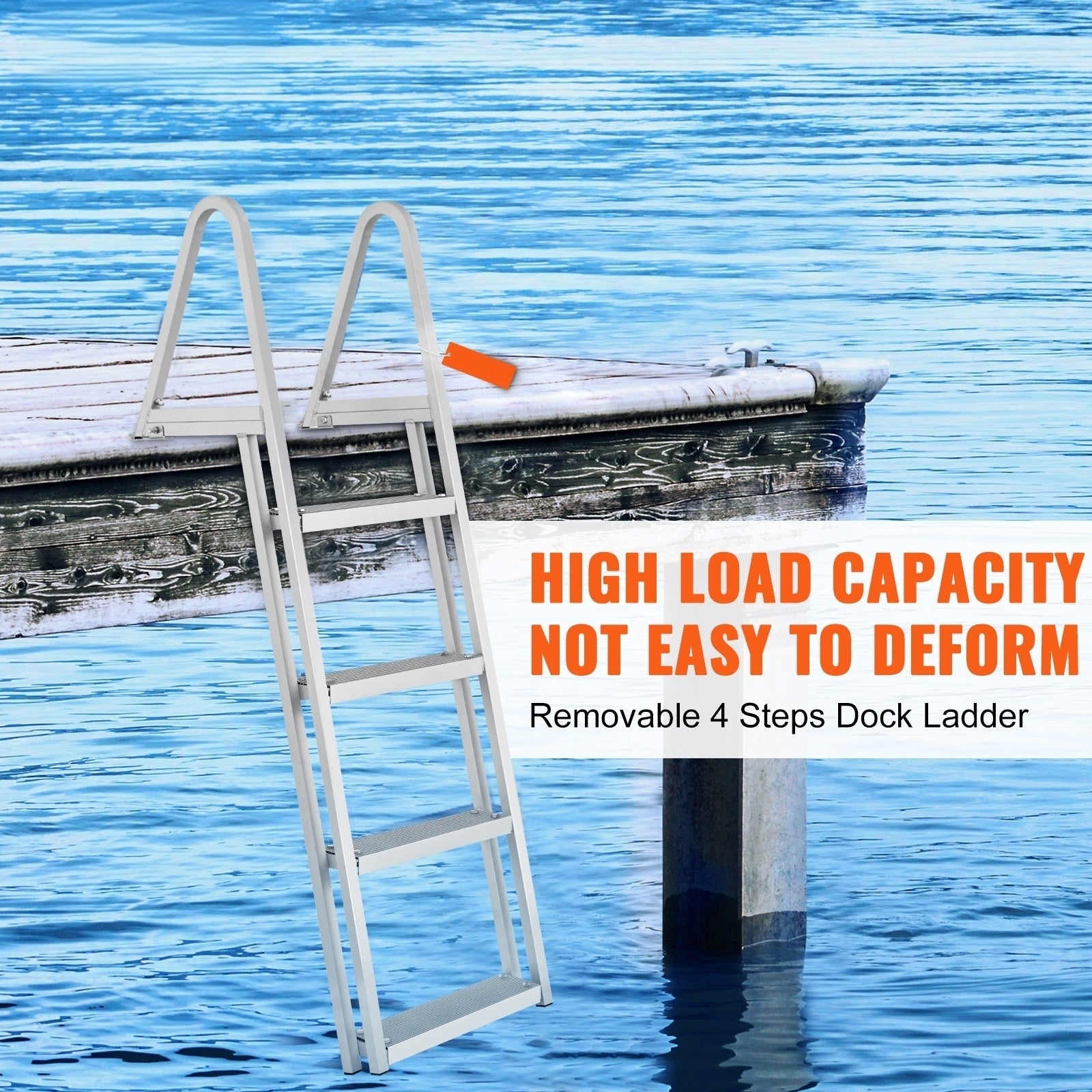 Removable 4-Step Dock Ladder with 350 lbs Load Capacity