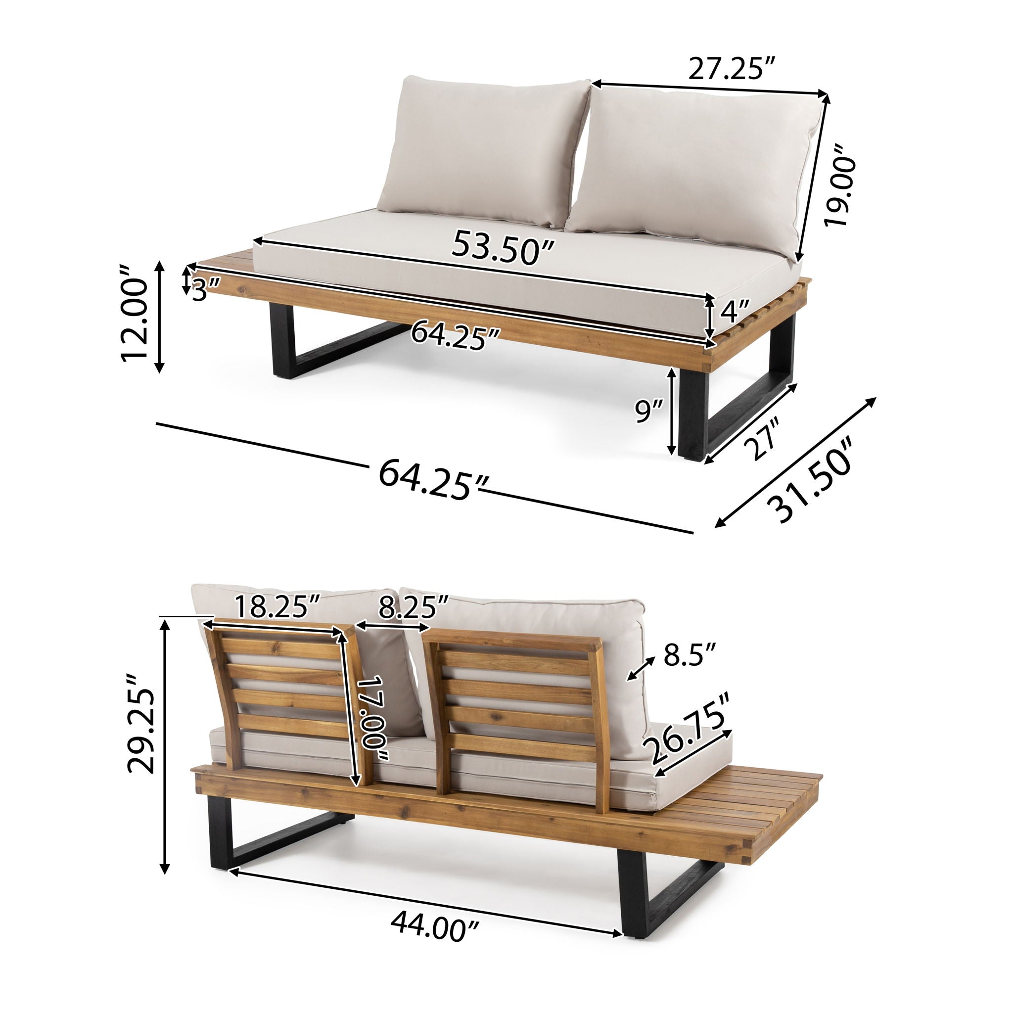 Sebastian Hand Crafted 4-Piece Sofa Set with Water-Resistant Cushions