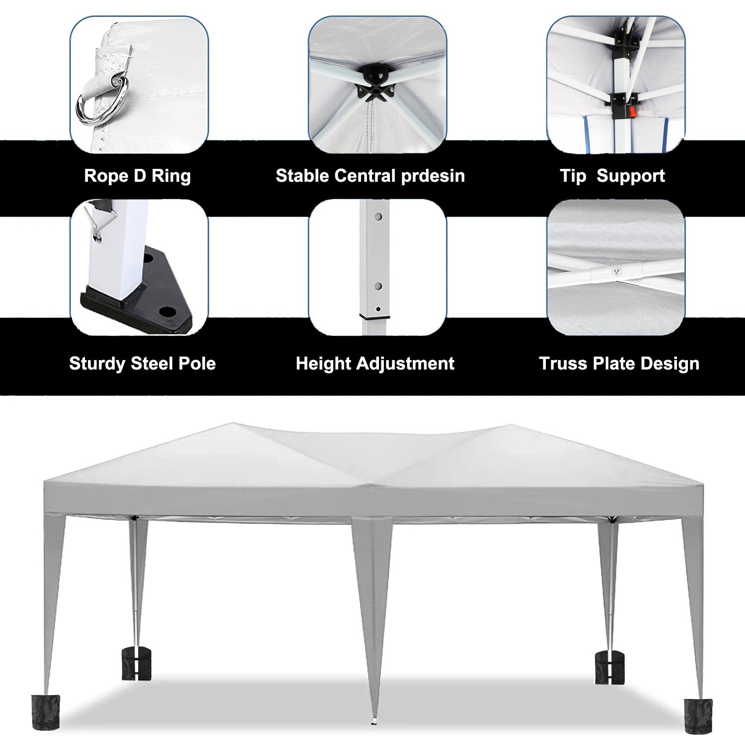 10'x20' Folding Canopy with 6 Removable Sidewalls Outdoor Shelter
