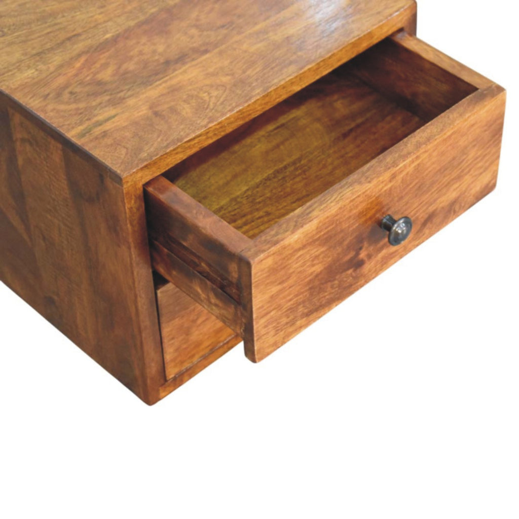 Solis Chestnut Nightstand - Wall-Mounted, 2-Drawers